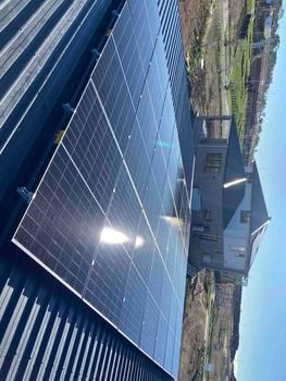 Solar panels installed on metal roof